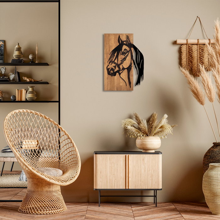 Wallity Accesorio Decorativo de Madera para Pared 317 - 40 x 3 x 58 cm, Madera y Metal, Negro y Nogal